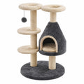 Arbre à chat en sisal beige et gris avec niche et jouet - 2026