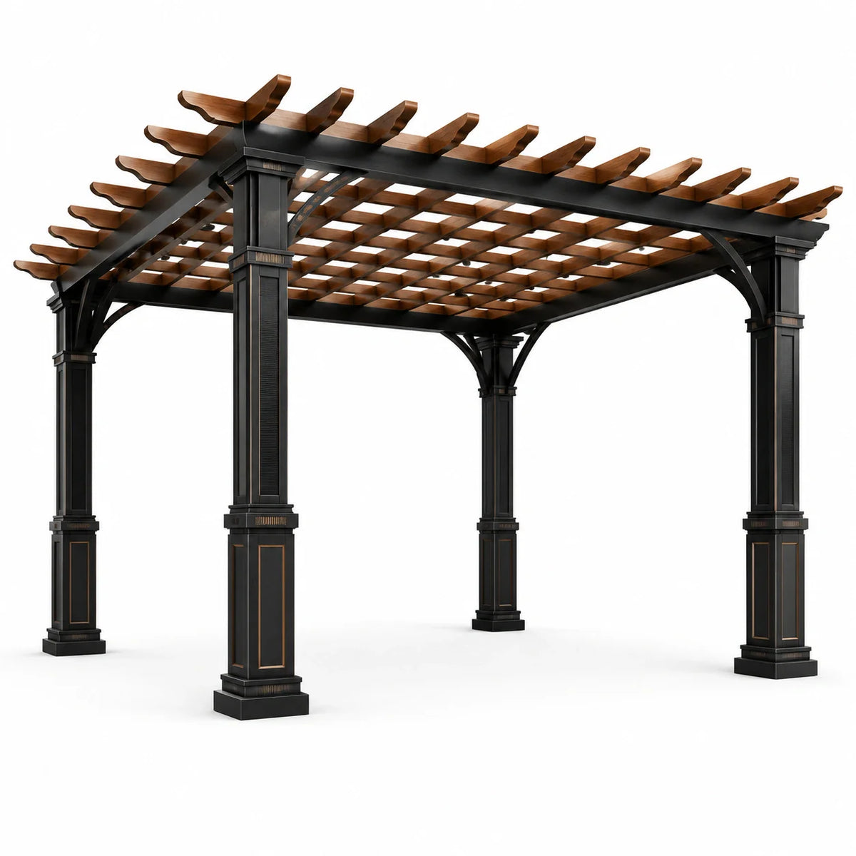 Pergola extérieure en métal et bois noir 300x400 cm - 2026