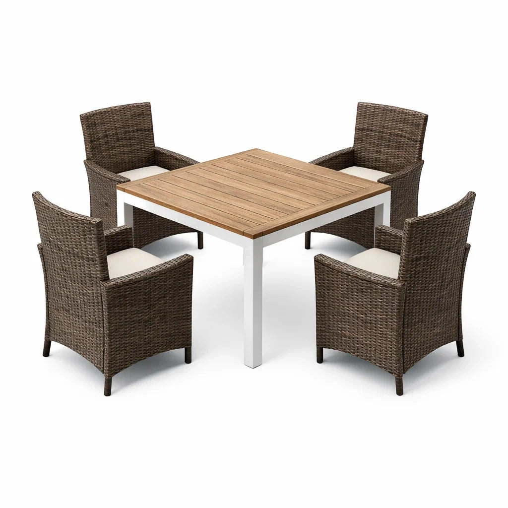 Ensemble de table et chaises d'extérieur en bois rotin et aluminium - 2026