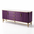 Buffet en bois avec plateau en marbre et pieds métalliques violets - 2026