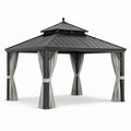 Tonnelle en métal avec toit à deux niveaux noir 3x4m - 2026