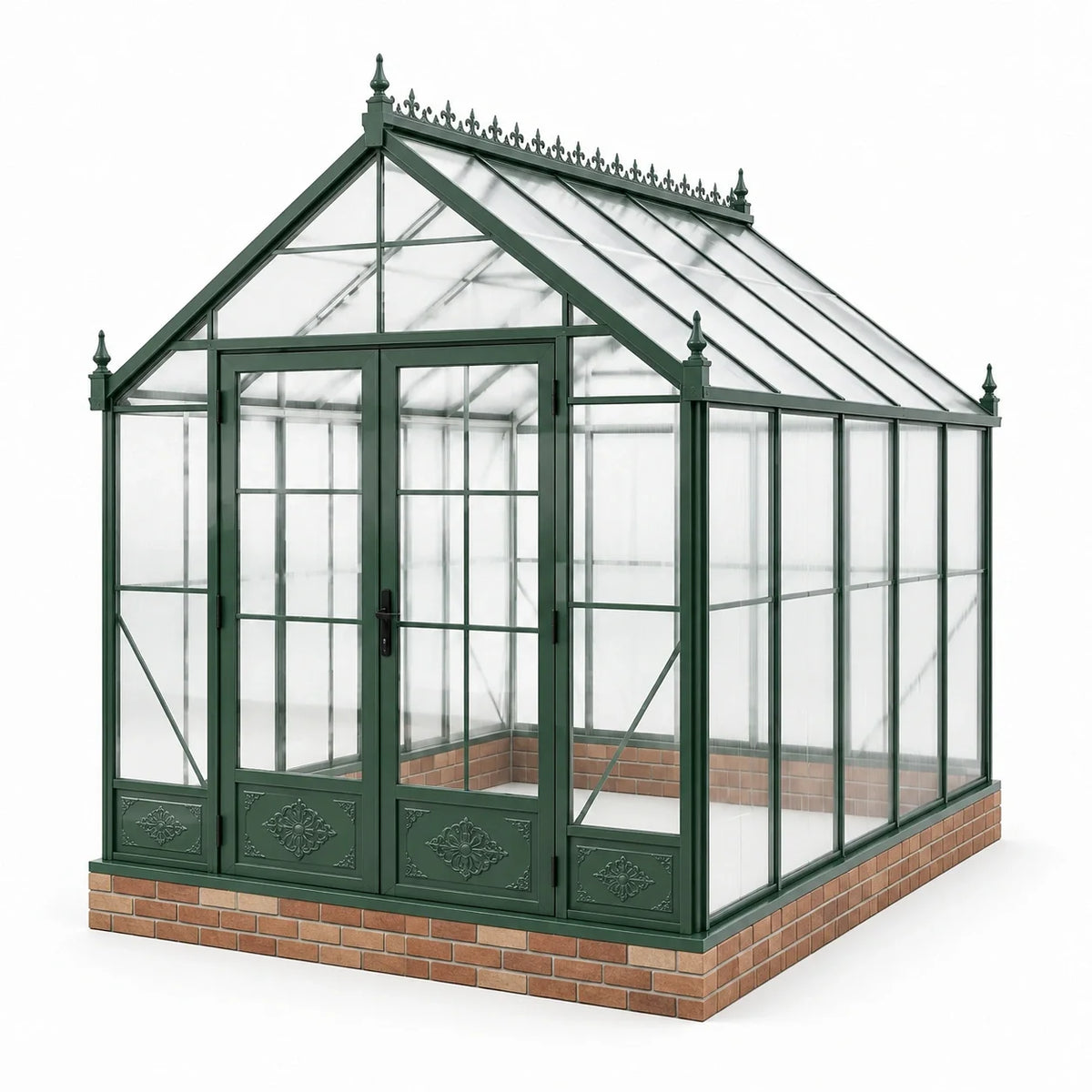 Serre de jardin en métal vert avec panneaux en verre trempé - 2026