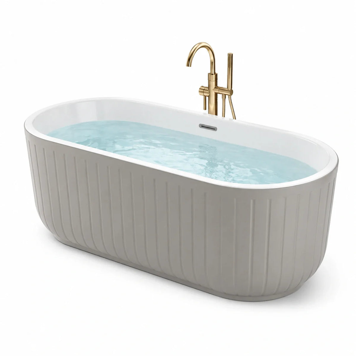 Baignoire ?lot acrylique blanche avec robinetterie en laiton - 2026