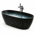 Baignoire îlot marbre noir ovale 180x80x60 cm - 2026