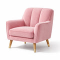Fauteuil en velours rose avec pieds en bois - 2026