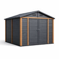 Abri de jardin en composite gris et bois 262x331x252 cm - 2026