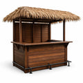 Kiosque à bar tiki en bois avec toit en chaume marron 200x150x220 cm - 2026