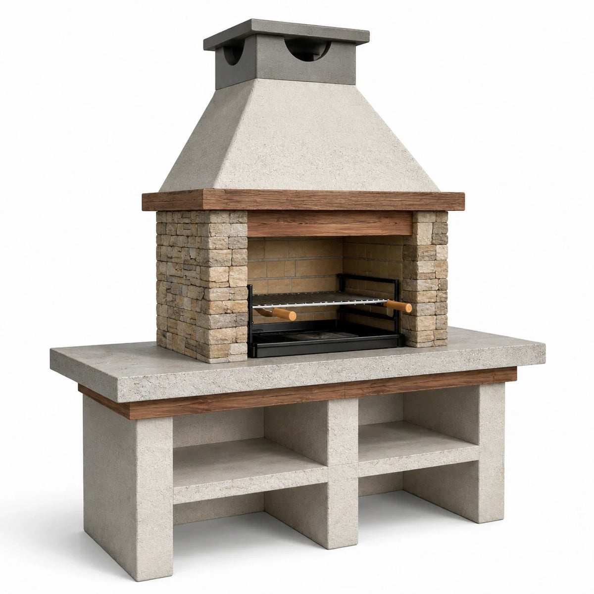 Barbecue en pierre et béton avec grille en acier inoxydable - 2026