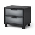Table de chevet en bois noir et gris avec 2 tiroirs - 2026