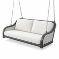 Balancelle de porche type canapé suspendu en aluminium et résine avec coussins en polyester beige - 2026