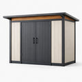 Abri de jardin en acier beige et gris anthracite avec toit plat - 2026