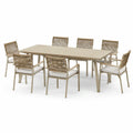 Ensemble de salle à manger extérieur 7 pièces en aluminium et corde beige - 2026