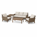 Ensemble de canapés de jardin en rotin et bois avec coussins beige - 2026