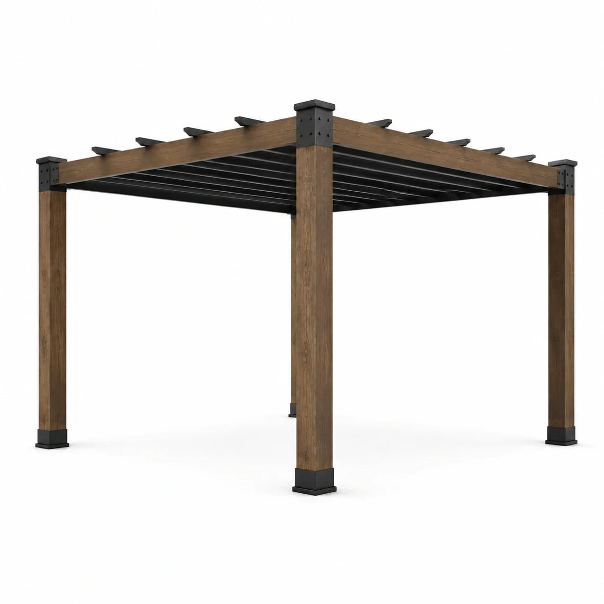 Pergola en bois et métal marron/noir 3m x 3m - 2026