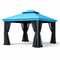Pavillon de jardin en métal bleu avec rideaux en polyester - 2026