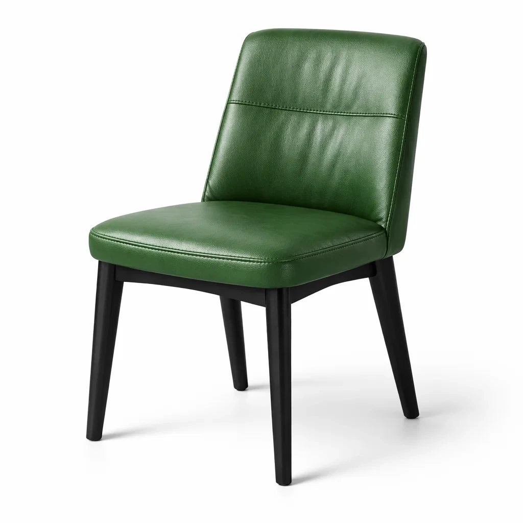 Chaises de salle à manger en similicuir vert avec pieds en bois massif - 2026