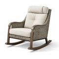 Fauteuil à bascule de terrasse en résine avec coussin beige - 2026