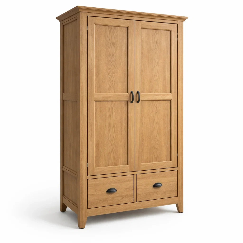 Armoire en bois de chêne avec 2 portes et 2 tiroirs - 2026
