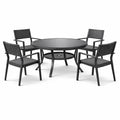Ensemble de table et chaises extérieur 5 pièces avec table ronde en aluminium et verre noir - 2026