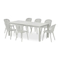 Ensemble table et chaises de terrasse avec 7 chaises en plastique gris. - 2026