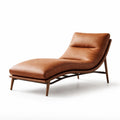 Chaise longue en cuir marron avec structure en bois - 2026
