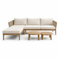 Ensemble de salon en bois avec coussins en polyester beige - 2026