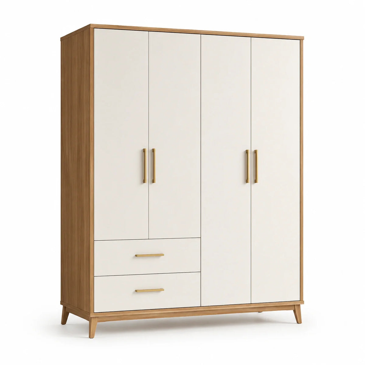Armoire en bois avec portes et tiroirs crème - 2026