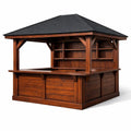 Kiosque bar de jardin en bois marron avec toit noir 300 x 250 x 250 cm - 2026