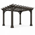 Pergola de jardin en bois marron foncé avec toit en treillis, 366 × 305 × 274 cm - 2026