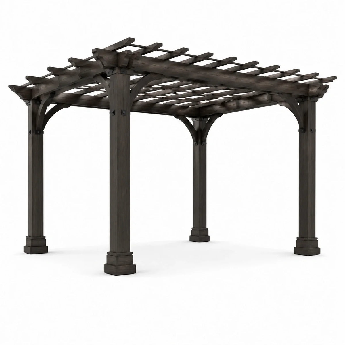 Pergola de jardin en bois marron foncé avec toit en treillis, 366 × 305 × 274 cm - 2026