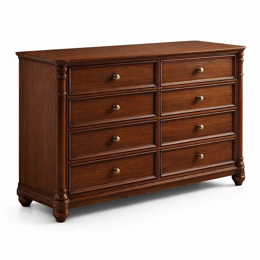 Commode en bois brun avec 8 tiroirs - 2026