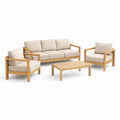 Ensemble de Salon de Jardin en Bois avec Coussins Beige - 2026