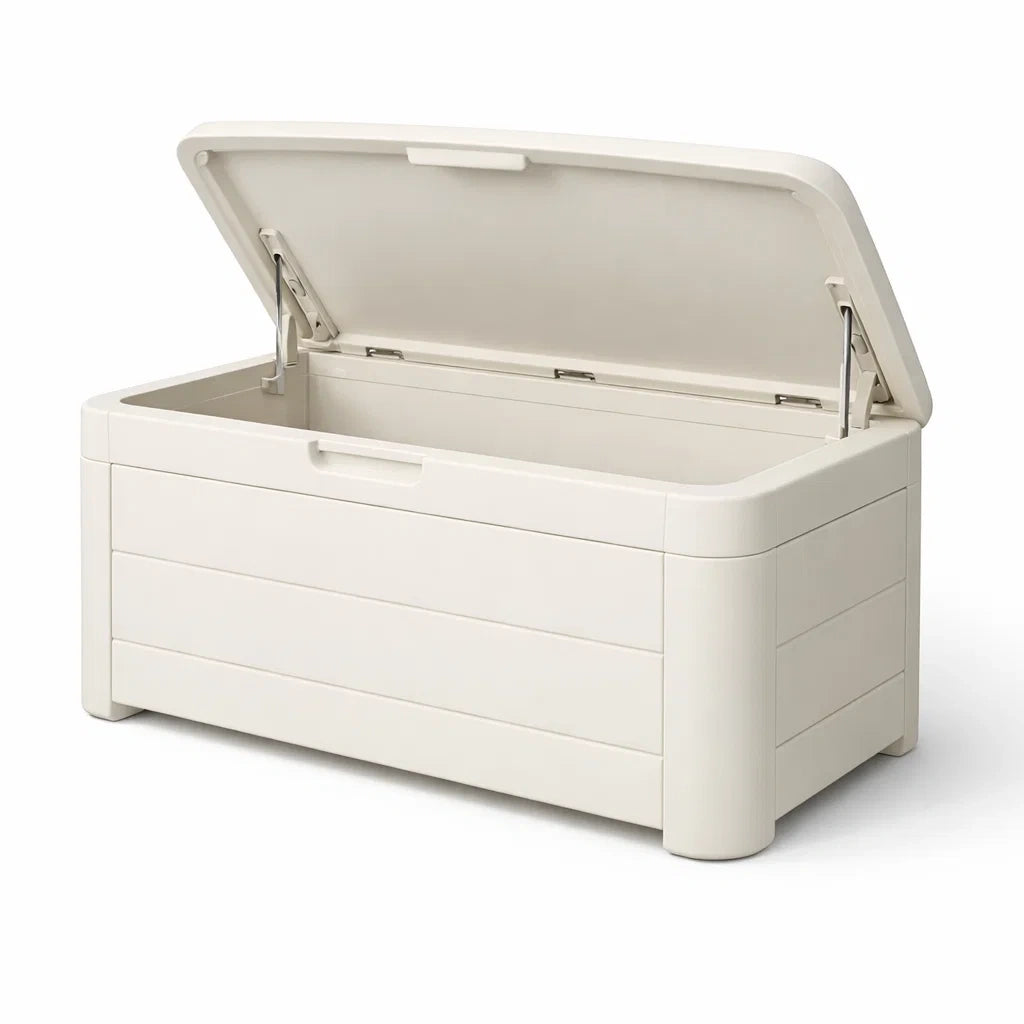 Coffre de rangement de jardin en plastique durable beige 117x45x56 cm - 2026