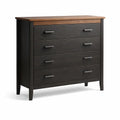 Commode en bois avec 4 tiroirs noir et chêne - 2026