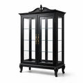 Vitrine en bois noir avec verre trempé et poignées en métal - 2026