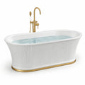 Baignoire îlot en acrylique blanc avec base dorée et robinetterie - 2026