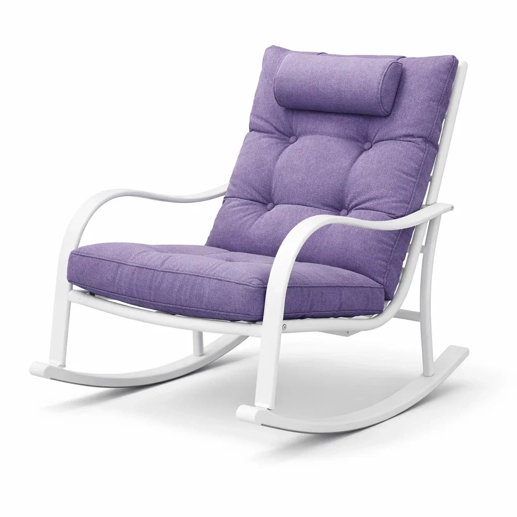 Fauteuil à bascule de terrasse en métal avec revêtement en polyester violet - 2026