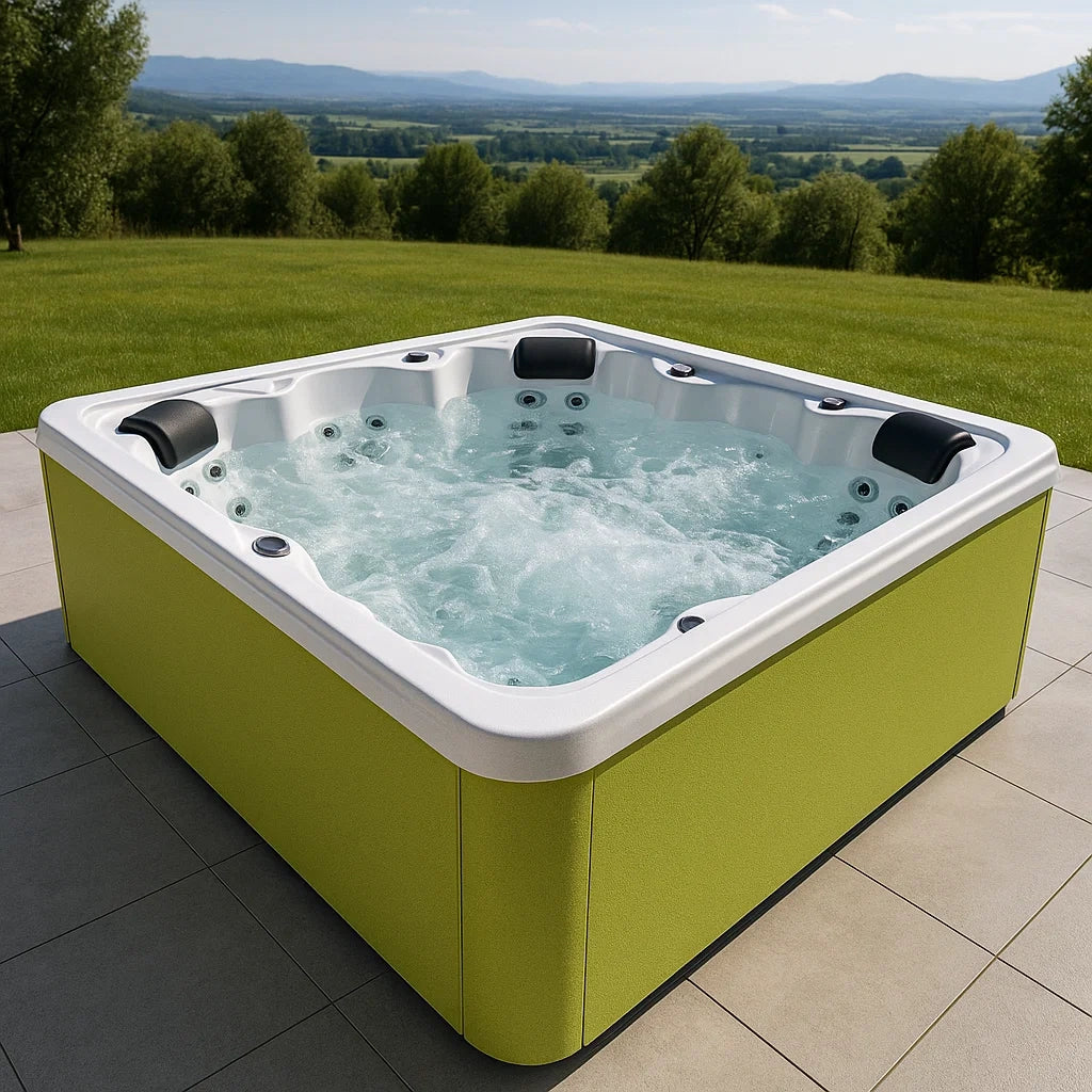 Spa extérieur carré 4 places en acrylique Vert/Blanc - 2026