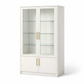 Vitrine en bois avec portes vitrées et étagères en verre trempé - 2026