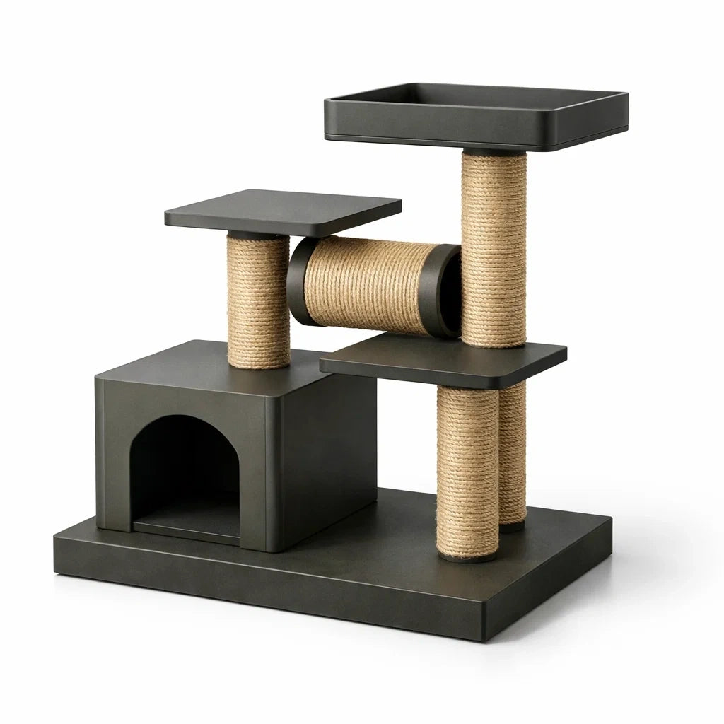 Arbre à chat en bois mdf avec plateformes et griffoirs en sisal - 2026
