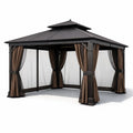 Pavillon de jardin en aluminium avec rideaux marron 300x400 cm - 2026