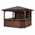 Kiosque bar de jardin en bois avec toit en résine marron - 2026