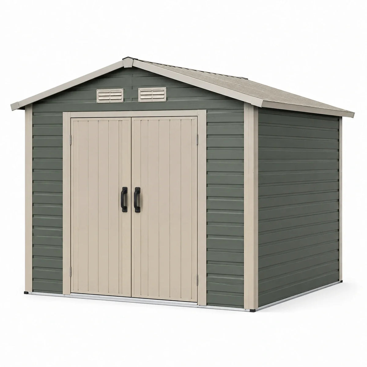 Abri de jardin en plastique gris et ivoire avec ventilation 290x223x239 cm - 2026
