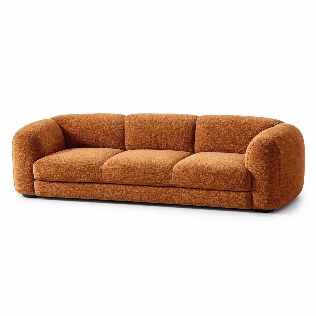 Canapé 3 places en tissu bouclé marron - 2026