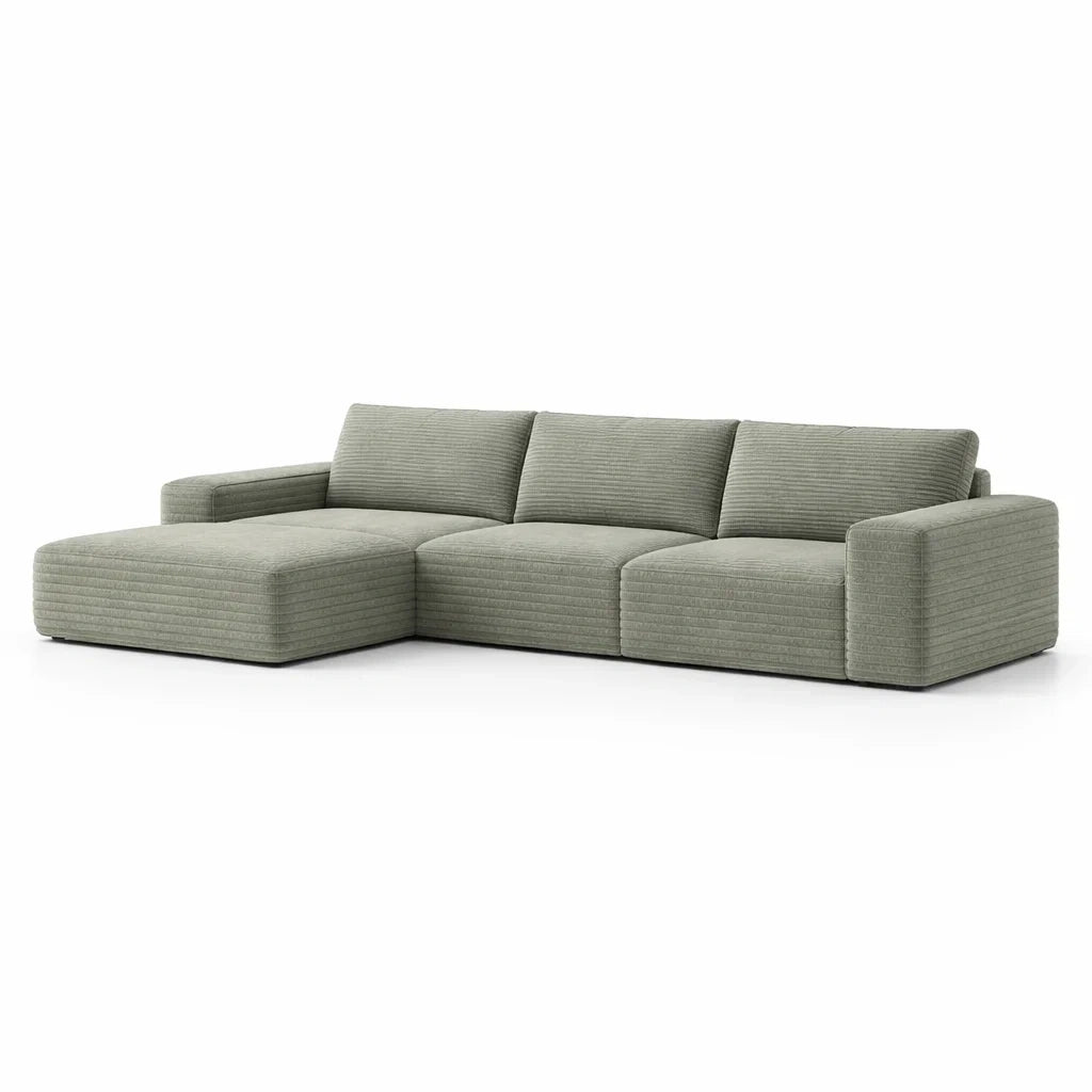 Canapé d’angle en tissu vert 295x175x70 cm - 2026