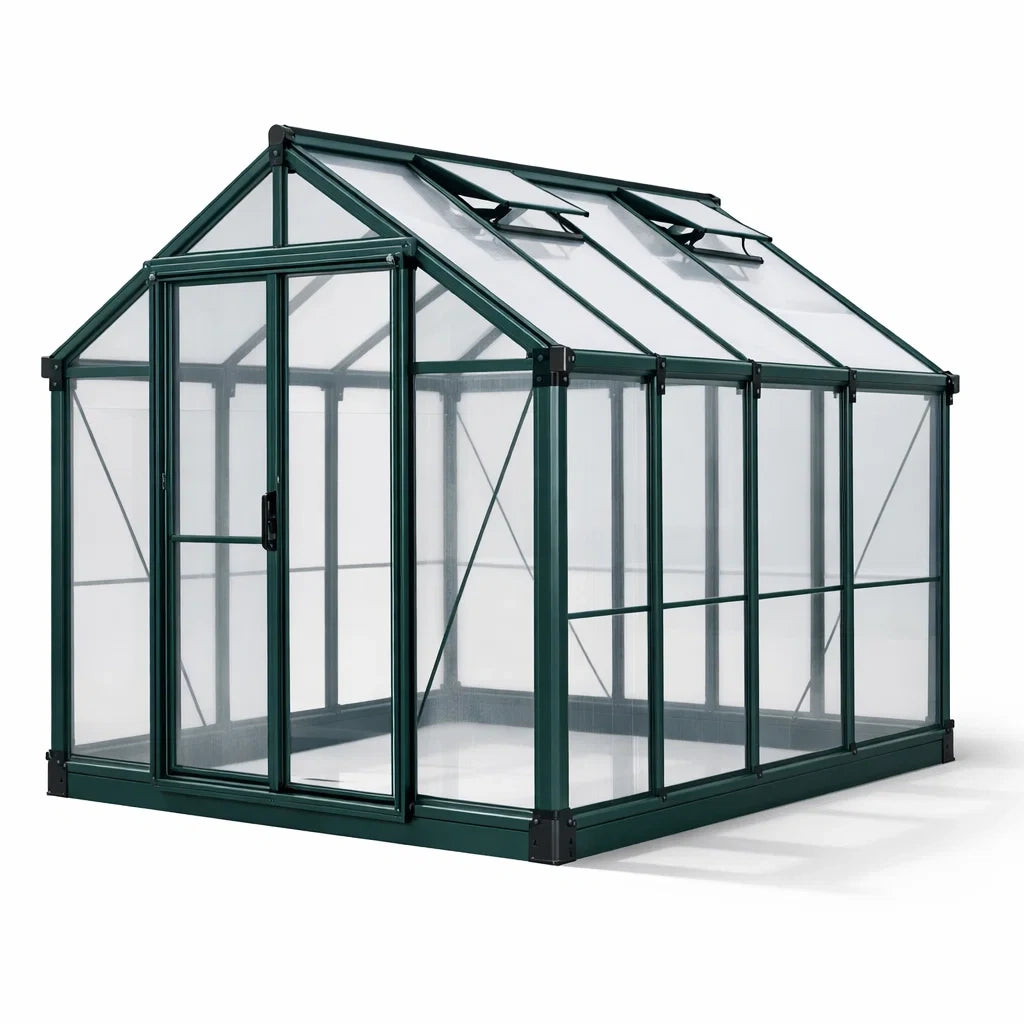 Serre en aluminium avec panneaux en polycarbonate vert - 2026