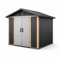 Abri de jardin en métal gris et noir avec finition bois composite 185 x 152 x 226 cm - 2026
