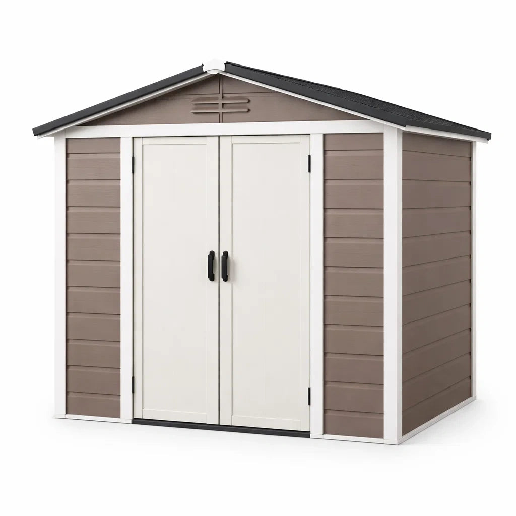 Abri de jardin en plastique marron et blanc 185 x 152 x 226 cm - 2026