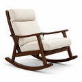 Fauteuil à bascule d’intérieur en bois avec revêtement en lin beige - 2026