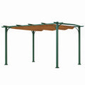 Pergola extérieure métal vert toile polyester marron 300x300 cm - 2026